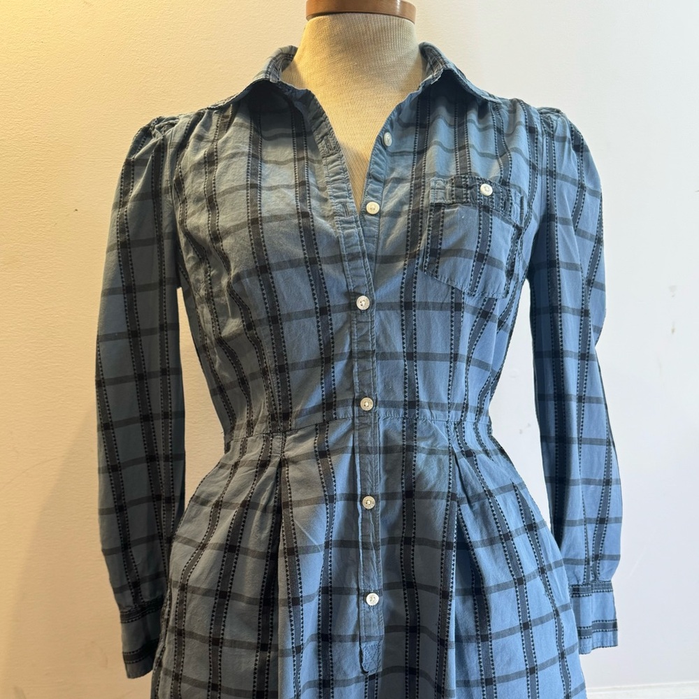 Juicy Couture Blue Plaid Button Down Dress